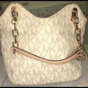 Michael Kors Cream and Gold Shoulder Bag